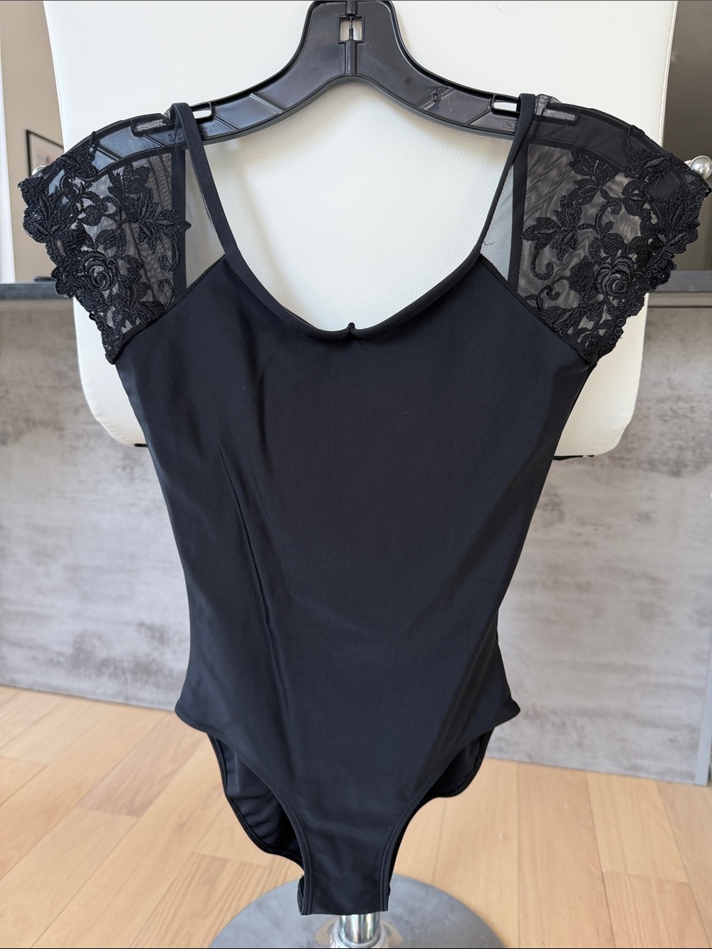 Ballet Rosa Black Lace Cap Sleeve Leotard/Bodysuit